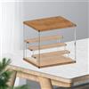 Vetrina in acrilico trasparente con base in legno Scatola da appoggio Organizer