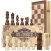 Peradix 2 in 1 Scacchiera in Legno, Scacchiera Magnetica, Dama e Scacchi Pieg...