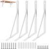 EXIN DECHEN 4 Pezzi Supporto Mensola Triangolare, 25x15cm Staffe per Mensole Pesanti Bianco, Staffe per Mensole a Parete con Viti, 90 Gradi Supporto Mensole da Muro per Soggiorno, Cucina, Camera da Letto, Bagno