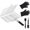 Genérico Strumento per cestino della griglia, griglia in acciaio pieghevole, cucina all'aperto con texture raffinata, accessorio portatile con pannello resistente, categoria barbecue da 32 x 46 cm, coda L