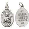 Generic Confezione da 3 ciondoli a medaglietta ovale argentata con Santa Maria Goretti Cattolica, Made in Italy, 2,2 x 1,6 cm, 0.866x0.63, Lega di acciaio, Non pietra preziosa