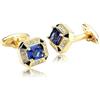 Dsnyu Set di gemelli da uomo, gemelli unici poligonali con zirconia cubica irregolare, in acciaio inox, per abito smoking, camicia, accessori gioielli oro blu, 1.4 x 1.7 cm, Zirconia cubica