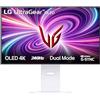 LG UltraGear OLED 32GS95UV Monitor Gaming 32, UHD 4K (3840x2160) 240Hz, 480Hz in FHD con Dual Mode, 0,03ms (GtG), G-Sync, FreeSync Premium Pro, HDR 400 True Black, HDMI 2.1, DisplayPort, Bianco