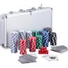 Relaxdays Poker Set, 300 Fiche, 2 Mazzi di carte, 5 Dadi, Dealer Button, Vali...