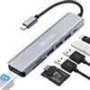 Beizkna Hub USB C Adattatore Multiporta 7 in 1 Con PD 100W HDMI 4K, 1 Porta USB 3.0 5Gbps e 2 Porte USB 2.0, Schede SD/TF, Sdoppiatore USB Hub Type C per Portatili Macbook Air/Pro Windows iPad, Galaxy