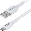 StarTech.com Cavo di Ricarica USB-A a USB-C da 3m - Cavetto di Carica Rapida Type-C fino a 3A, Cavo Dati USB 2.0, TPE - Bianco