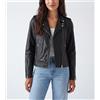 Zapa Giacca ZAPA Donna EU 36 In Pelle Stampa Coccodrillo Con Zip Asimmetrica Nera