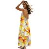 RPLIFE Abito estivo da donna con fiori di plumeria bianchi e gialli, con spalline sottili e spalline sottili, abiti casual da spiaggia, Fiori Plumeria Gialli Bianchi, Medium Alto