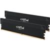 Crucial Pro RAM DDR5 64GB Kit (2x32GB) 6400MHz CL40 Overclocking 64GB Nero