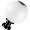 SEWOART Lampione Solare a Led a Globo Con Base in Acciaio Inox, Lampada a Globo Montata Su Palo Per Esterni, Luce Solare a Colonna Per Giardino, Recinzione e Patio, Rilevatore Crepuscolare, 20 Cm