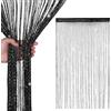 WedDecor Stringa Tende Brillantini Frangia Pannello Fly Schermo Divisorio Nappa Tendine per Porte, Porta Ingresso, Windows, Casa Decorazione, Evento Decorazione, (90cm x 200cm) - Nero, 90 x 200cm