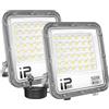Willpower 2PCS Faretto LED Esterno 50W 5000LM, Faro LED con Spina, IP66 Impermeabile, 6000K Bianco Luce di Sicurezza Illuminazione per Garage Giardino Cortile Patio Piazza Officina
