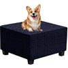 Sfcover Copri Pouf Poggiapiedi Con Cuscini Seduta, Fodere Ottomana Protettive in Goffratura Velluto Per Pouf, Copri Rimovibile Per Ottomana Con 2 Ferma Lenzuola (blu scuro,S (1pc))