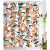 Lifeel Tenda da doccia color pesca, tenda da doccia con frutta e graziosa, design colorato e luminoso, in tessuto impermeabile, set con 12 ganci, rosa pesca, 183 x 183 cm