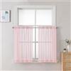 Chyhomenyc Tende trasparenti lunghe 61 cm, piccole tende per finestre per bagno, soggiorno, cantina, in voile, con tasca per asta, 106,7 x 61 cm (larghezza x lunghezza), 2 pezzi, rosa cipria