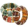 Ciieeo Set 3 Bracciali Rigidi Geometrici in Acrilico Spesso da Donna Braccialetti Elastici Larghi Bohémien Multicolore Accessori Moda per Uso Quotidiano e Look Creativi