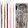 SULIUDAJI 1000 Pcs Fili Colorati Per Trecce Capelli Set Di Tinsel Per Capelli Ciocche Di Capelli Tinsel Con Brillantini Tinsel Colorati Ciocche Di Capelli Da Intrecciare Per Ragazze E Donne 120Cm