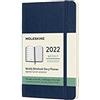 Moleskine Agenda Settimanale 2022, Agenda Settimanale 12 Mesi, Weekly Planner e Notebook, Copertina Morbida, Formato Pocket 9 x 14 cm, Colore Blu Zaffiro, 144 Pagine