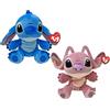TY Floppy Disney Lilo & Stitch, Set Due Peluche Stitch e Angel, Morbidi Pelu...