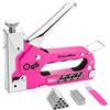 ValueMax - Spillatrice manuale multifunzione 3 in 1 con 2000 graffette con Rimozione, adatta per graffette n. 140, 28, 8, ideale per tappezzeria, materiale da fissaggio, decorazione viola rosato