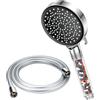 YEAUPE Soffione Doccia con Filtro Anticalcare 6 Funzioni - Tubo 1.6m, Risparmio Idrico, Alta Pressione
