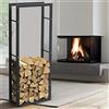 Bakaji Portalegna Verticale Supporto Scaffale Rettangolare in Metallo Porta Legna da Interno Esterno Legnaia Casa Giardino per Camino Caminetto Stufa Design Moderno (150 x 25 x 60 cm)