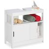 Relaxdays Mobile Sottolavabo per Bagno, HxLxP: 60,5x60x30cm, 2 Scomparti con Anta e Copricolonna, Copri Sifone, Bianco