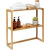 THINIA HOME - Scaffale da parete in bambù naturale con 2 ripiani, scaffale ausiliario per bagno, cucina o soggiorno, mobile organizer compatto, stile nordico, 57 x 20 x 60 cm