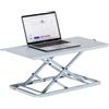 flachezo Supporto da scrivania regolabile in altezza e supporto per laptop, 2 in 1, per stare seduti e in piedi, ultra sottile da 2,8 cm, pieghevole, ergonomico, in metallo, per casa e ufficio, blu
