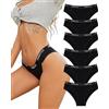 FINETOO 6 Pack Mutande Donne Cotone Intimo Scivolare Morbido Hipster Mutandine Sexy Slip Multipack Mutande Atletiche-L