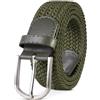 TANGCHAO Cintura Elastica Intrecciata per Uomo e Donna Cinturino Elastica Intrecciata con Fibbia in Lega di Zinco 33mm (1.25") Colori Multipli bianco 100