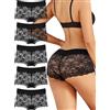 ALL OF SHE Confezione da 5 Culotte Donna Mutande Donna Sexy con Fascia in Cotone Elasticizzato Lingerie Multipack L