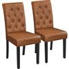 Yaheetech 2 Sedie Sala da Pranzo Moderne Ecopelle Imbottite con Schienale Alto Gambe in Legno Massello Eleganti Classiche Soggiorno Portata 135 kg Seduta Spessa Morbida Marrone