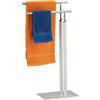 Relaxdays Piantana Portasciugamani, Autoportante con 2 Aste, in Acciaio, HxLxP: 78x44x20 cm, Bagno, WC, Bianco Argentato