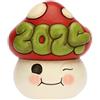 THUN - Fungo Ronnie Buon Anno 2024 in Ceramica Decorata a Mano, Addobbo Natalizio e Capodanno, Idea Regalo, 6.6x5.6x7.5 cm