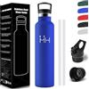 HoneyHolly Borraccia 1 Litro, Senza BPA, Bottiglia Termica, Sottovuoto a Doppia Parete, Borracce Termiche, 18/8 Acciaio Inox, Borraccia Termica con Cannuccia, Termos per Palestra, Sport, Bici