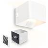 BRILONER Sticklights - Lampada parete senza fili con rilevatore di movimento batteria ricaricabile, staccabile magneticamente, applique a batteria, applique da interno, 10x8x10 cm, bianco
