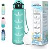 Baramumu Borraccia, 500ML Senza BPA, Borraccia Sport, Design della serratura a prova di perdite, Bottiglia Motivazionale, Con marca temporale, Bottiglia Acqua per Scuola, Yoga, Campeggio - Blu&verde