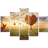 Lupia Quadro Moderno 5 Pezzi In Legno Vogue 66x115 Cm Foglie Al Vento