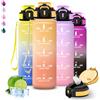 Grsta Borraccia 1 litro, Borraccia con Cannuccia, Senza Perdite, Water Bottle Motivazionale, Facile da Pulire, Bottiglia Graduata, Con Slogan Motivazionale, Borracce per Fitness, Viaggio, Escursionismo