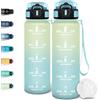 Motswedi Borraccia 1 litro, Riutilizzabile, Borraccia Palestra, a Prova di Perdite, Bottiglia Acqua, Facile da Trasportare, Borracce, per Sport, Ciclismo, Palestra, Ufficio, Running, Bianco & Blu
