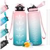 HoneyHolly Borraccia, 1.5L Borracce Acqua, Borraccia Motivazionale con Cannuccia, Water Bottle, A Prova di Perdita, Bottiglia Acqua per Scuola, Palestra, Campeggio, Ciclismo, Yoga