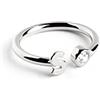 SINGULARU - Anello Personalizzato Letter Spark. Regolabile. Argento Sterling 925 con Finitura Placcata Rodio. Taglia Unica. Gioielli da Donna. Lettera S