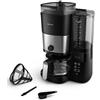 PHILIPS Macchina da Caffè a Filtro All-in-1 - Macinacaffè Conico Integrato per Chicchi Freschi - Prepara in una Caraffa di Vetro da 1,25L o Direttamente in una Tazza (HD7900/50)