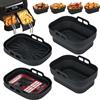 Alyvisun Teglia per Friggitrice ad Aria, 4 Pezzi Stampi Silicone Air Fryer Riutilizzabile Contenitore Teglie Friggitrice Aria Contenitori Cestello Vaschette per Airfryer, Forno, Microonde (Nero)