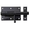 Alberts 137021 Catenaccio a cannone, con maniglia tonda e guida asta fissata, nera rivestita in plastica, piastra 95 x 67 mm, Ø chiavistello 15,5 mm, lunghezza totale 135 mm
