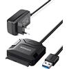 UGREEN Adattatore SATA 3,5" 2,5" 20TB, Cavo USB 3.0 Convertitore Type A 5Gbps UASP Trim con Alimentatore DC 12V, Compatibile con WD Toshiba Seagate Hitachi PS4