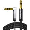 UGREEN Cavo Aux 90 Gradi Piatto Cable Jack 3,5mm Maschio Audio Stereo Minijack per Cuffie, Altoparlanti, Lettore MP3, Autoradio, Hi-Fi Sistema, TV, PC, Smartphone (1M)