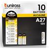 Uniross Pila Batteria MN27 A27 27A 12V Pile Specialistiche Alcaline - 2 Blister Da 5 Batterie