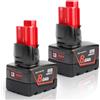 Powarobor 2 Pack M12 12V 8.0Ah batteria di ricambio compatibile con Milwaukee 12V utensili elettrici a batteria, 8000mAh ad alta capacità agli ioni di litio per 48-11-2402 48-11-2420 48-11-2460